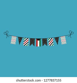 Decorations bunting flags for Kuwait national day holiday in flat design. Independence day or National day holiday concept.