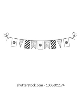 Decorations bunting flags for Kyrgyzstan national day holiday in black outline flat design. Independence day or National day holiday concept.