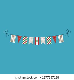 Decorations bunting flags for Lebanon national day holiday in flat design. Independence day or National day holiday concept.