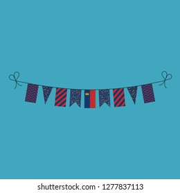 Decorations bunting flags for Liechtenstein national day holiday in flat design. Independence day or National day holiday concept.