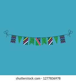 Decorations bunting flags for Namibia national day holiday in flat design. Independence day or National day holiday concept.