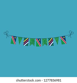Decorations bunting flags for Namibia national day holiday in flat design. Independence day or National day holiday concept.