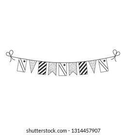 Decorations bunting flags for Namibia national day holiday in black outline flat design. Independence day or National day holiday concept.