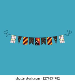 Decorations bunting flags for Papua New Guinea national day holiday in flat design. Independence day or National day holiday concept.