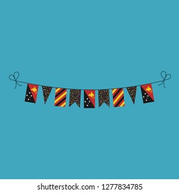 Decorations bunting flags for Papua New Guinea national day holiday in flat design. Independence day or National day holiday concept.