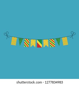 Decorations bunting flags for Republic of the Congo national day holiday in flat design. Independence day or National day holiday concept.