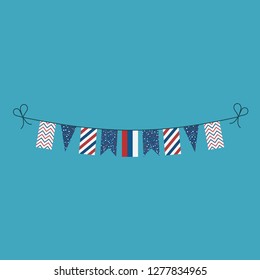 Decorations bunting flags for Russia national day holiday in flat design. Independence day or National day holiday concept.