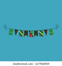 Decorations bunting flags for Saint Kitts and Nevis national day holiday in flat design. Independence day or National day holiday concept.