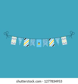 Decorations bunting flags for Saint Lucia national day holiday in flat design. Independence day or National day holiday concept.