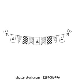 Decorations bunting flags for Saint Lucia national day holiday in black outline flat design. Independence day or National day holiday concept.