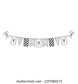Decorations bunting flags for Saint Vincent and the Grenadines national day holiday in black outline flat design. Independence day or National day holiday concept.
