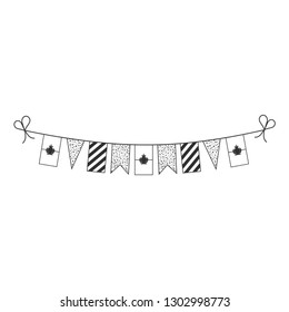 Decorations bunting flags for San Marino national day holiday in black outline flat design. Independence day or National day holiday concept.