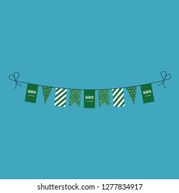 Decorations bunting flags for Saudi Arabia national day holiday in flat design. Independence day or National day holiday concept.