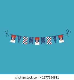 Decorations bunting flags for Serbia national day holiday in flat design. Independence day or National day holiday concept.