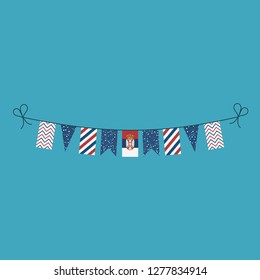 Decorations bunting flags for Serbia national day holiday in flat design. Independence day or National day holiday concept.