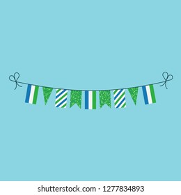 Decorations bunting flags for Sierra Leone national day holiday in flat design. Independence day or National day holiday concept.