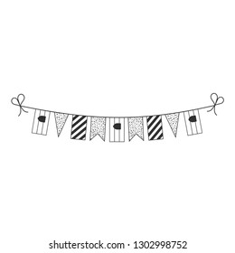 Decorations bunting flags for Slovakia national day holiday in black outline flat design. Independence day or National day holiday concept.