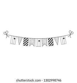 Decorations bunting flags for Slovenia national day holiday in black outline flat design. Independence day or National day holiday concept.