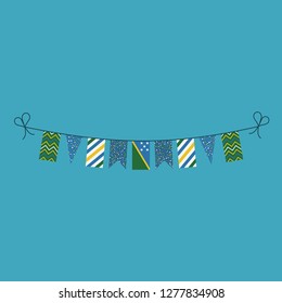 Decorations bunting flags for Solomon Islands national day holiday in flat design. Independence day or National day holiday concept.