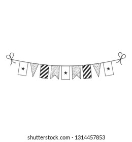 Decorations bunting flags for Somalia national day holiday in black outline flat design. Independence day or National day holiday concept.