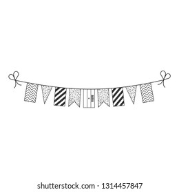 Decorations bunting flags for Somaliland national day holiday in black outline flat design. Independence day or National day holiday concept.