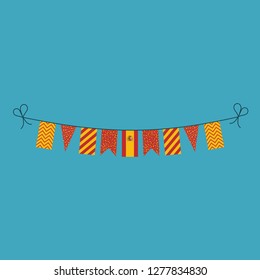 Decorations bunting flags for Spain national day holiday in flat design. Independence day or National day holiday concept.