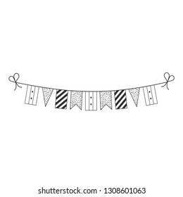 Decorations bunting flags for Syria national day holiday in black outline flat design. Independence day or National day holiday concept.