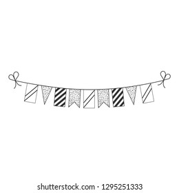 Decorations bunting flags for Trinidad and Tobago national day holiday in black outline flat design. Independence day or National day holiday concept.
