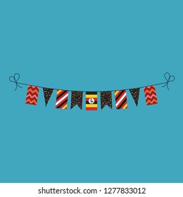 Decorations bunting flags for Uganda national day holiday in flat design. Independence day or National day holiday concept.