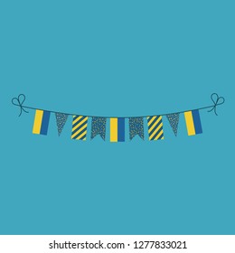 Decorations bunting flags for Ukraine national day holiday in flat design. Independence day or National day holiday concept.