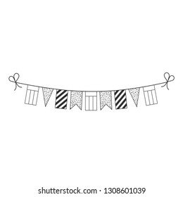 Decorations bunting flags for United Arab Emirates national day holiday in black outline flat design. Independence day or National day holiday concept.
