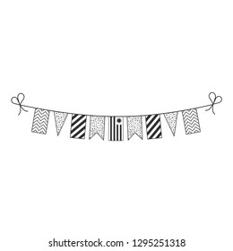 Decorations bunting flags for Uruguay national day holiday in black outline flat design. Independence day or National day holiday concept.