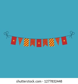 Decorations bunting flags for Vietnam national day holiday in flat design. Independence day or National day holiday concept.