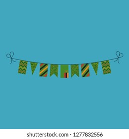 Decorations bunting flags for Zambia national day holiday in flat design. Independence day or National day holiday concept.