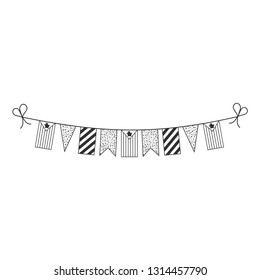 Decorations bunting flags for Zimbabwe national day holiday in black outline flat design. Independence day or National day holiday concept.