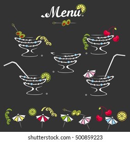 decorations for cocktail menu set