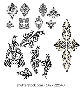 Decorations dividers victorian  isolated vector vintag icons set .Damask