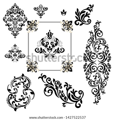 Decorations dividers victorian  isolated vector vintag icons set .Damask