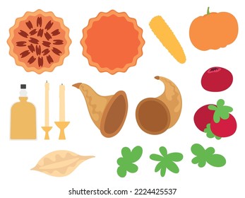Decorations and elements for celebrating Thanksgiving