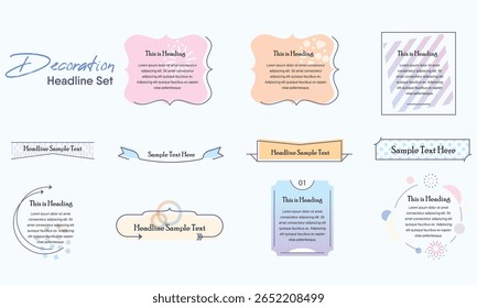 Decorações Headline vetor definido para posts de mídia social