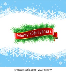 Decorations with ribbon on Christmas background. Vector. Illustration.