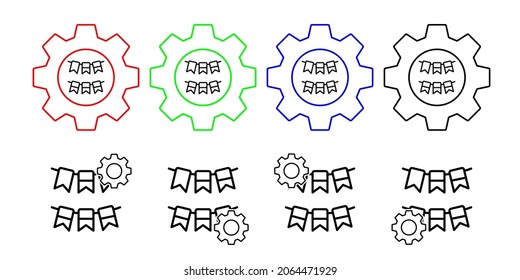 Decorations ribbons usa flag vector icon in gear set illustration for ui and ux, website or mobile application