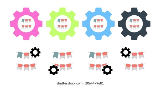 Decorations ribbons usa flag vector icon in gear set illustration for ui and ux, website or mobile application