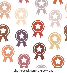 Decorations seamless pattern on transparent background. Repetitive vector illustration. Medallion, achievement, champion, prize, reward.