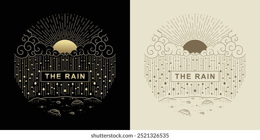 Decorations and Text Featuring the Earth Moon and Clouds Bringing Rain