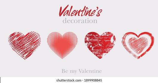 Valentine’s decorations.  Vector collections of hearts