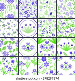 Decorative 16 floral patterns set