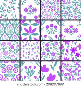Decorative 16 floral patterns set