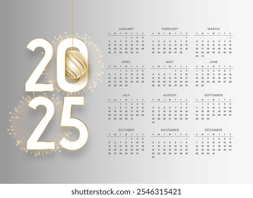 decorative 2025 event planner calendar template for new year celebration vector