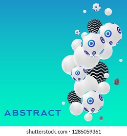 decorative 3D balls, on a blue background, vector